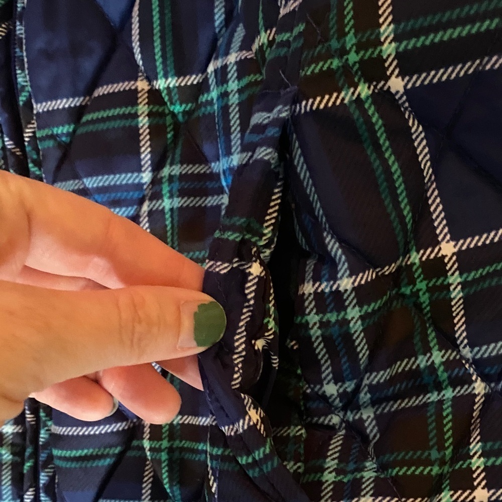 Croft & Barrow Blue, Green and white Plaid puffy Vest - Picture 4 of 8
